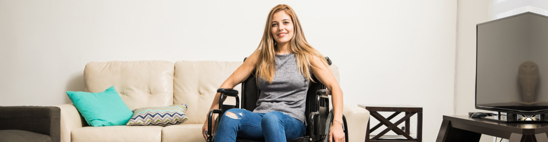 beautiful woman on a wheelchair